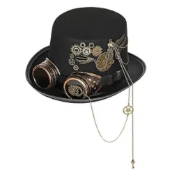 Steampunk Hat med Cosplay Party Beskyttelsesbriller til Udklædning