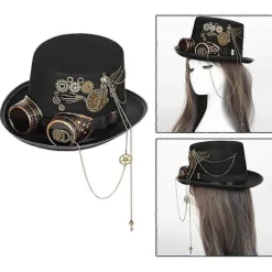 Steampunk Hat med Cosplay Party Beskyttelsesbriller til Udklædning