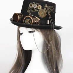Steampunk Høj Hat Gear Gotiske Briller Retro Tung Industri Hat Hovedbeklædning