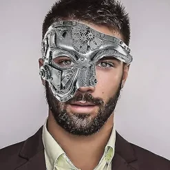 Steampunk Metal Cyborg Venetian Maske, Maskerademaske Til Halloween Kostumefest/Fantom Operan/Mardi Gras Ball
