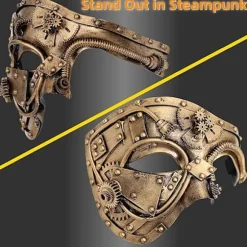 Steampunk Metal Robot Venetiansk Maske, Halloween Maskerade/Phantom of the Opera/Karneval Bal Maskerade Maske (Guld)