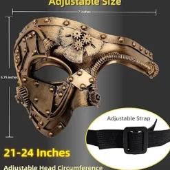 Steampunk Metal Robot Venetiansk Maske, Halloween Maskerade/Phantom of the Opera/Karneval Bal Maskerade Maske (Guld)