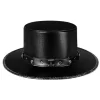 Steampunk Pestedoktorhat, Top Hat, PU Læder, Sort Flad Top Hat til Halloween Cosplay Kostume Rekvisitter, Udklædningsfest Tilbehør