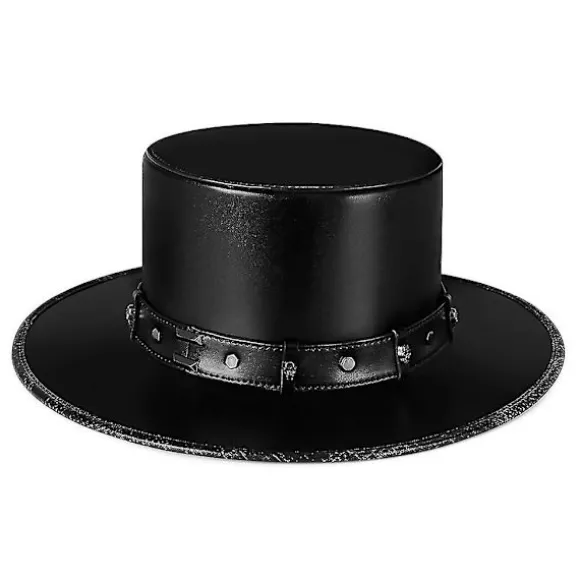 Steampunk Pestedoktorhat, Top Hat, PU Læder, Sort Flad Top Hat til Halloween Cosplay Kostume Rekvisitter, Udklædningsfest Tilbehør