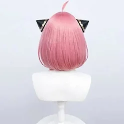Stilfuld Anya Forger Pink Kort Hår Cosplay Paryk med Gratis Hætte til Anime Entusiaster