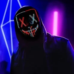 Sting Dual Color LED Maske Halloween Cosplay Kostume Maske Lysende Festival Party blue red
