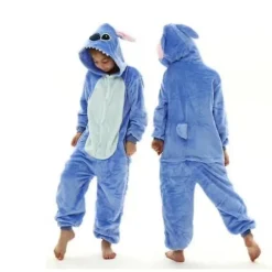 Stitch Kigurumi Pyjamas til Børn Varmt Nattøj Dyre-Onesies Julegaver Respekteret 140cm-FY- 140cm