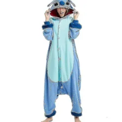 Stitch Pyjamas Anime Tegnefilm Nattøj Outfit Jumpsuit blue XL
