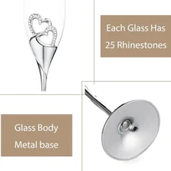 stk Krystal Champagneglas Guld Metal Stand Vinglas Fest, Valentinsdagsgave 200ml