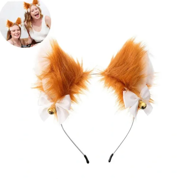 2-stk Voksen Katteører Pandebånd Plys Pandebånd Cosplay - Orange