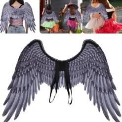 Store Vinge Børn Drenge Pige Halloween Fest Cosplay Kostume Tilbehør Rekvisitter Sort