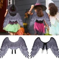 Store Vinge Børn Drenge Pige Halloween Fest Cosplay Kostume Tilbehør Rekvisitter Sort
