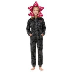 Stranger Things Kødædende Plante Onesie Vinter Par Familie Loungewear Rollespil Sød Flanel Pyjamas sort-FM- sort 150cm 150cm