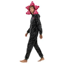 Stranger Things Kødædende Plante Onesie Vinter Par Familie Hyggetøj Rollespil Sød Flanel Pyjamas sort sort sort S-FX- S