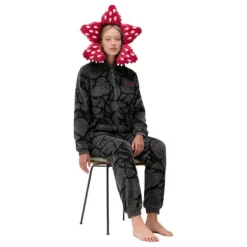 Stranger Things Kødædende Plante Onesie Vinter Par Familie Hyggeligt Tøj Rollespil Søde Flannel Pyjamas sort-FM- sort sort XXXL XXXL XXXL XXXL