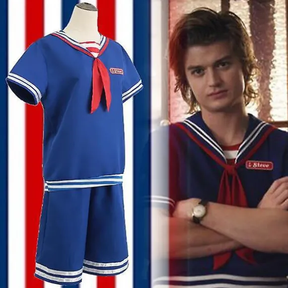 Stranger Things Kvinder Cosplay Party Wear Navy Blue Uniform Costume Men 3XL