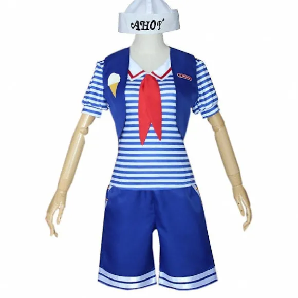 Stranger Things Sæson 3 Scoop Ahoy Steve Harrington Cosplay Kostume Halloween V woman XL