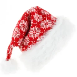 Strik Santa Hat, Julehat til Voksne, Unisex Hvid Komfort Plys Tykkere Julefestartikler(