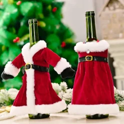 Strikkede Vinflaske Sweaters, Festlige Bordpynt, Velegnet til Jul, Halloween, Fødselsdagsfester, Familiesammenkomster, Lavet med Glat og