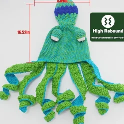 Strikkede vinterhatte, Pot Belly Octopus Squid hatte, hatte - Nyhedshatte, Octopus hovedhatte, dyrehatte - Octopus kostumehatte