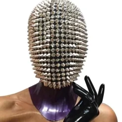 Studded Spikes Full Face Jewel Margiela Ansigtsmaske Til Halloween Cosplay Sjov Silver