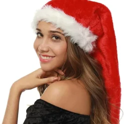 Super Lang Julemandshat, Nyhed Julehat, Julepynt til Børn og Voksne, 30 × 155 cm (1 STK)