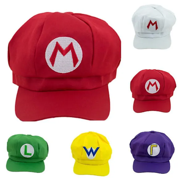 Super Mario Bros Luigi Wario Waluigi Hat Hue Maskerade Anime Cosplay Kostume Fest Voksen Kreative Gaver Red