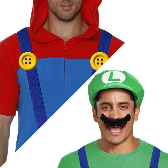Super Mario Bros Mario og Luigi Hatte Kasketter Overskæg Handsker Knapper Cosplay Kostume