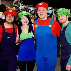 Super Mario Kostume Luigi Hat Mario Halloween Kostume Kasket Suspenders 4 Handsker 14 Overskæg 4 Knapper Cosplay Kostume Karneval Børn Mænd Kvinder