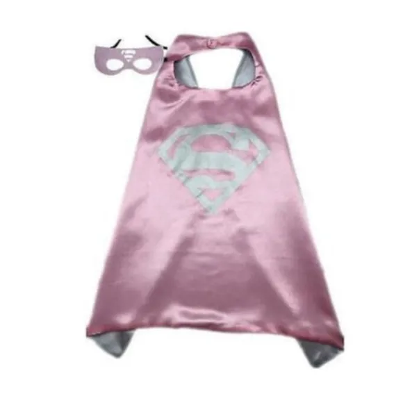 Superhelte Cosplay Kapper + øjenmaske til børn Halloween kostume pink Superman Kappe + øjenmaske pink Superman pink Superman