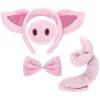 Svin Kostume Sæt Svineører Næse Hale Og Sløjfe Rosa Svin Kostume Sæt Tilbehør