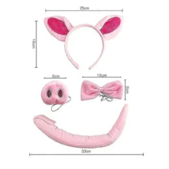Svin Kostume Sæt Svineører Næse Hale Og Sløjfe Rosa Svin Kostume Sæt Tilbehør