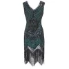 s-2xl Dame Fancy Kjole Retro 1920'er Stil Flapper Kjole Paillet, Rund Hals, Cocktail Party Kjoler (XL Sort-Grøn)