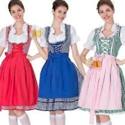 s-3xl Kvinder Oktoberfest Kostume Tysk Dirndl Kjole Kostume Kjole Bayersk Karneval Festkjole (S Grøn)