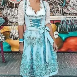 s-3xl Kvinder Oktoberfest Kostume Tysk Dirndl Kjole Kostume Kjole Bayersk Karneval Festkjole (S Grøn)