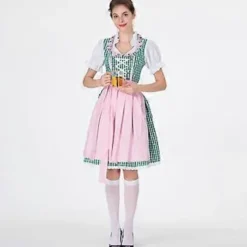 s-3xl Kvinder Oktoberfest Kostume Tysk Dirndl Kjole Kostume Kjole Bayersk Karneval Festkjole (S Grøn)