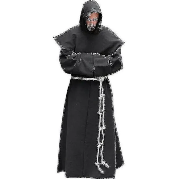 S-5xl Renæssance Munk Præst Habit Skapular Broder Kostume Religiøs Helgen Kjole Kåbe Mænd Præst Hætte Kappe Halloween Outfit TA Black M