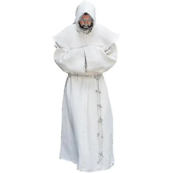 S-5xl Renæssance Munk Præst Habit Skapular Broder Kostume Religiøs Helgen Kjole Kåbe Mænd Præst Hætte Kappe Halloween Outfit TA Black M
