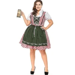 S-6xl Voksen Kvinder Traditionel Oktoberfest Kostume Ølpige Uniform Tysk Bayersk Øljomfru Dirndl Udklædning 4XL