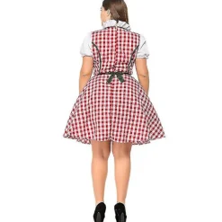 S-6xl Voksen Kvinder Traditionel Oktoberfest Kostume Ølpige Uniform Tysk Bayersk Øljomfru Dirndl Udklædning 4XL