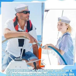 Syhood Sømandshue Hvid Sømandskaptajnshue til Mænd Kvinder Børn Voksne Halloween Cosplay Kostume Tilbehør
