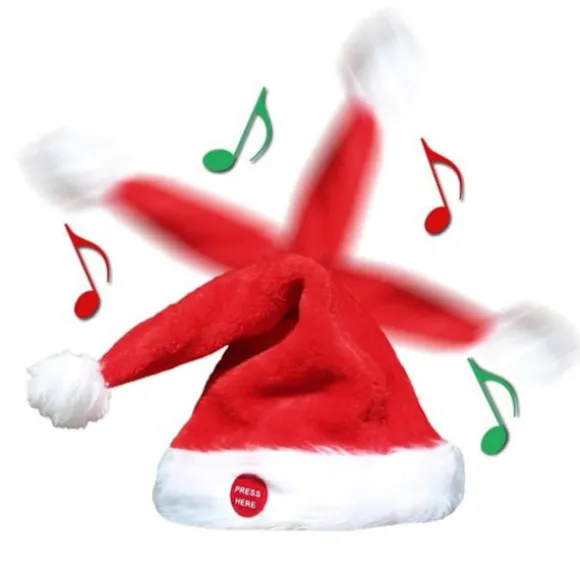 SYNGENDE OG DANSENDE JULEMANDSHUE Nyhedshue Musikalsk Bevægelig Sjov Gave JUL, 100% Ny