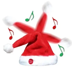 Syngende og dansende julemandshat Nyhed Hue Musikalsk Bevægelig Sjov Gave JUL, 100% Ny