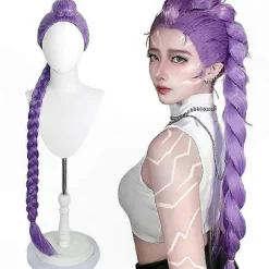 Syntetisk Cosplay Paryk til Piger Perfekt til Kostumefester og Events (LGL) Black purple Zoey
