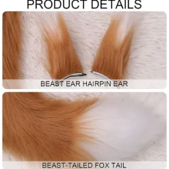 sysy Wolf Fox Dyreører Hale Sæt Ulv Ører Hale Kostume Ræv Ører Hårklemme Hale Sæt Jul Deko