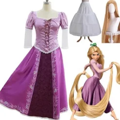 Tangled Rapunzel Dame Langhåret Prinsesse Kostumer Cosplay Kostume Voksen Karneval Uniform Halloween Kostumer S
