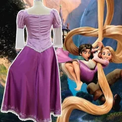 Tangled Rapunzel Dame Langhåret Prinsesse Kostumer Cosplay Kostume Voksen Karneval Uniform Halloween Kostumer S