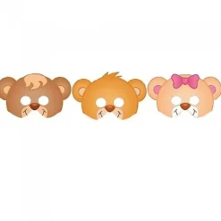Teddybjørn Kort Festmaske (Pakke med 12) (LGL) Brown One Size