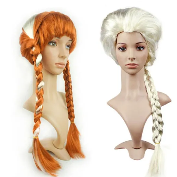 Tegnefilm Figur Cosplay Paryk Syntetisk Lang Flettet Paryk Halloween Jul Kvinder Cosplay Fest Kostume Daglig Paryk