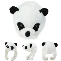 Tegneserie Plys Panda Dyr Hue med Pom Pom Lange Stropper Termisk Varm Sjovt Udstoppede Legetøj Øreklap Hue Festrekvisitter